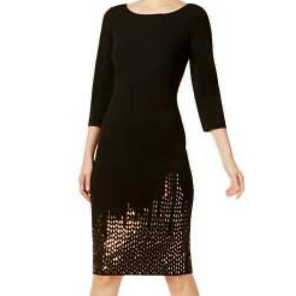 Black stealth dress by Calvin Klein.